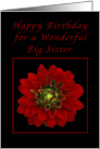 Happy Birthday for a Big Sister, Red Dahlia card