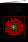 Happy 102nd Birthday, Red Dahlia card