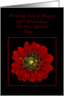 Happy 90th Birthday, Red Dahlia card