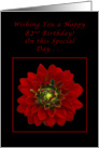 Happy 82nd Birthday, Red Dahlia card