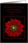 Happy 55th Birthday, Red Dahlia card