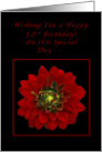 Happy 52nd Birthday, Red Dahlia card