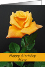 Happy Birthday Niece, orange-yellow rose card