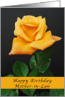 Happy Birthday Mother-in-Law, orange-yellow rose card