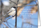 Sister-in-Law, this Chickadee is Spreading Birthday News card
