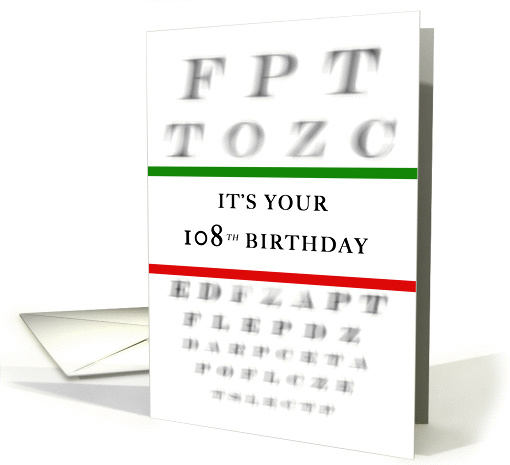 Happy 108th Birthday, Eye Chart card (1379534)