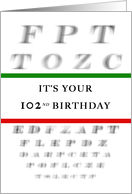 Happy 102nd Birthday, Eye Chart card