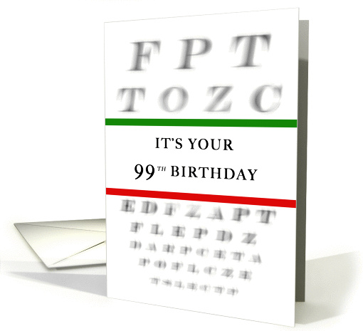Happy 99th Birthday, Eye Chart card (1379554)