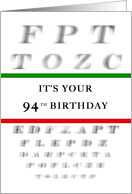 Happy 94th Birthday, Eye Chart card
