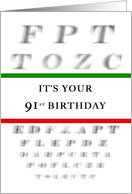 Happy 91st Birthday, Eye Chart card