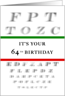 Happy 64th Birthday, Eye Chart card