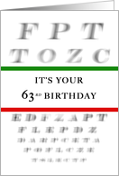 Happy 63rd Birthday, Eye Chart card