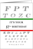 Happy 57th Birthday, Eye Chart card