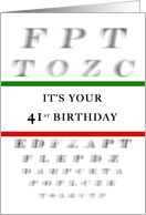 Happy 41st Birthday, Eye Chart card