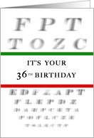 Happy 36th Birthday, Eye Chart card