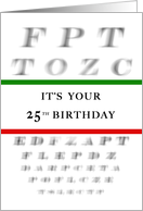 Happy 25th Birthday, Eye Chart card