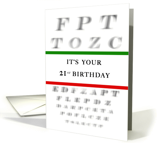 Happy 21st Birthday, Eye Chart card (1379726)