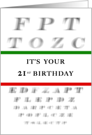 Happy 21st Birthday, Eye Chart card