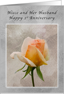 Happy 1st Anniversary, For Niece and Her Husband, Fresh Rose card