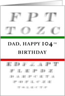 Dad Happy 104th Birthday, Eye Chart card