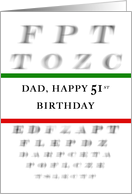 Dad Happy 51st Birthday, Eye Chart card
