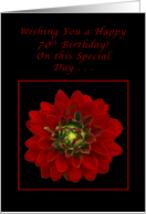 Happy 70th Birthday, Red Dahlia card