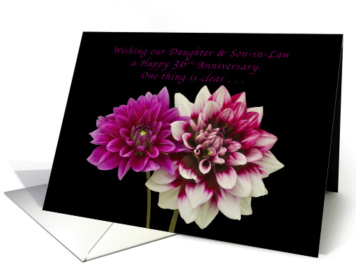 Happy 36th Anniversary, Daughter and Son-in-Law, Two Dahlias card