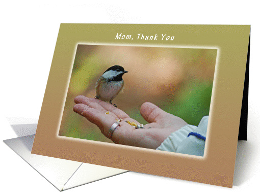 Mom, Thank you, Chickadee Sitting on a Hand card (1396814)