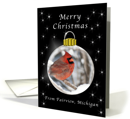 Ornament Merry Christmas Greeting From Fairview MI card (1450214)