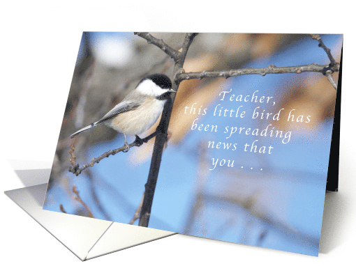 Teacher, this Chickadee is Spreading Birthday News card (1465350)