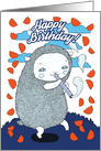 Cute lamb playing a flute of dreams card