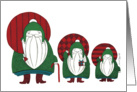 Three elves carrying Christmas presents card
