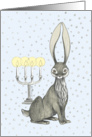 Merry Christmas - Cute rabbit, candles and snowflakes card