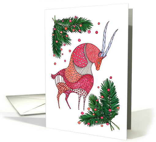 Merry Christmas - Deer and spruce branches card (1404582)