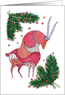 Merry Christmas - Deer and spruce branches card