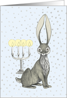 Merry Christmas - Cute rabbit, candles and snowflakes card