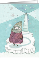Happy Holidays - A kid and a lighthouse card