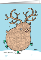 Happy Holidays! - Little Chubby Reindeer skating away card