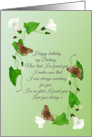 Watercolor Convolvulus Speckled Wood Butterfly Happy Birthday Darling card