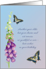 Foxglove Flower and Swallowtail Butterflies Birthday Wishes card