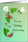 For Spouse Wedding Anniversary Butterflies and Morning Glory card