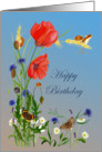 Happy Birthday Wishes with Hand-Painted Harvest Mice and Butterflies card