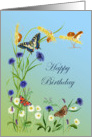 Happy Birthday Wishes with Hand-Painted Harvest Mice and Butterflies card