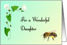 For a Wonderful Daughter; Hand-painted Morning Glory and Honey Bee card