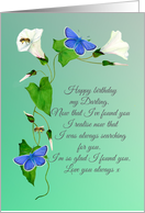 Happy Birthday Husband Adonis Blue Butterflies and Morning Glory card