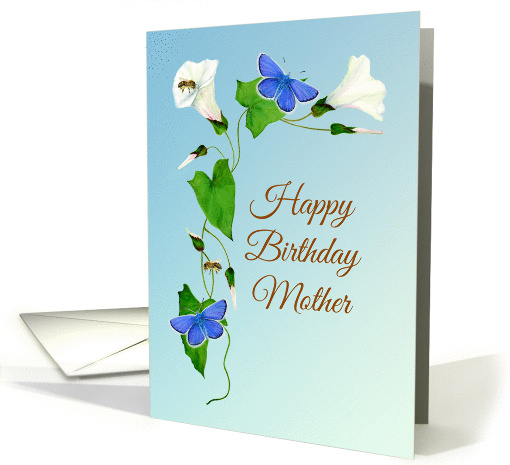 Happy Birthday Mother with Honey Bees and Adonis Blue Butterflies card