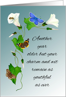 For a Dear Friend, Happy Birthday with Butterflies and Convolvulus card