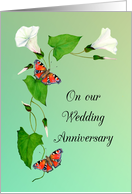 For Spouse Wedding Anniversary Butterflies and Morning Glory card