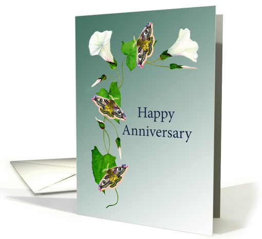 Happy Anniversary with Emperor Hawk Moths on Morning Glory card