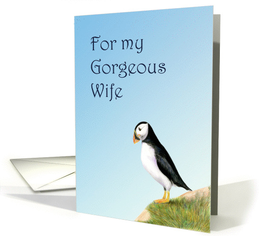 For My Wife Wedding Anniversary Puffin Painting card (1369178)